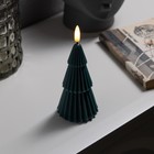 Светодиодная свеча «Ёлка зелёная» 7 × 15.5 × 7 см, воск, батарейка CR2032, свечение тёплое белое - фото 320818375