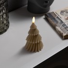 Светодиодная свеча «Ёлка бежевая» 8 × 14.5 × 8 см, воск, батарейка CR2032, свечение тёплое белое - фото 22959194