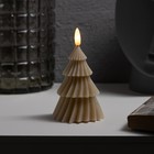 Светодиодная свеча «Ёлка бежевая» 8 × 14.5 × 8 см, воск, батарейка CR2032, свечение тёплое белое - фото 8575139