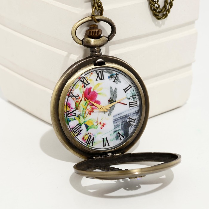 Часы карманные "Стрекоза", кварцевые, d циферблата-4.7 см
