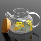 Чайник заварочный с бамбуковой крышкой «Нежная мимоза», 600 мл - Фото 2