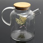 Чайник стеклянный заварочный с бамбуковой крышкой «Нежная мимоза», 1700 мл - Фото 3