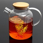 Чайник стеклянный заварочный с бамбуковой крышкой «Нежная мимоза», 1700 мл - Фото 4