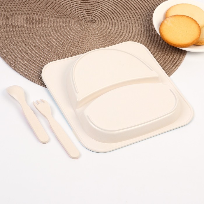 Набор детской посуды из бамбука «Me To You», 3 предмета: тарелка, набор столовых приборов