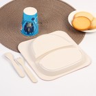 Набор детской бамбуковой посуды, 4 предмета: тарелка, вилка, ложка,стакан, Трансформеры - Фото 3