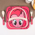 Набор детской бамбуковой посуды, 3 предмета: тарелка, вилка, ложка "Пинки Пай", My Little Pony - фото 8524082