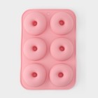 Форма для выпечки Доляна «Пончик», силикон, 26×18×2.5 см, 6 ячеек (d=7 см), розовая - Фото 2