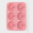Форма для выпечки Доляна «Пончик», силикон, 26×18×2,5 см, 6 ячеек (d=7,5 см), цвет персиковый - Фото 3