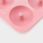 Форма для выпечки Доляна «Пончик», силикон, 26×18×2,5 см, 6 ячеек (d=7,5 см), цвет персиковый - Фото 5