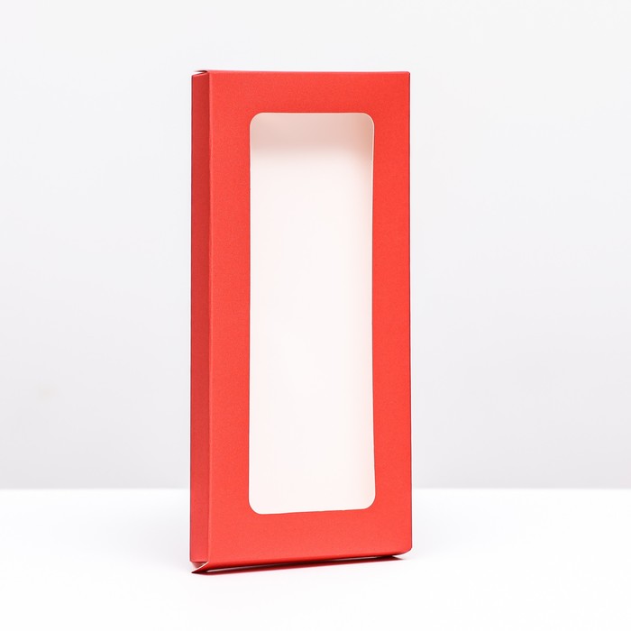 Подарочная коробка под плитку шоколада, с окном, красный , 17 х 8 х 1,4 см - Фото 1