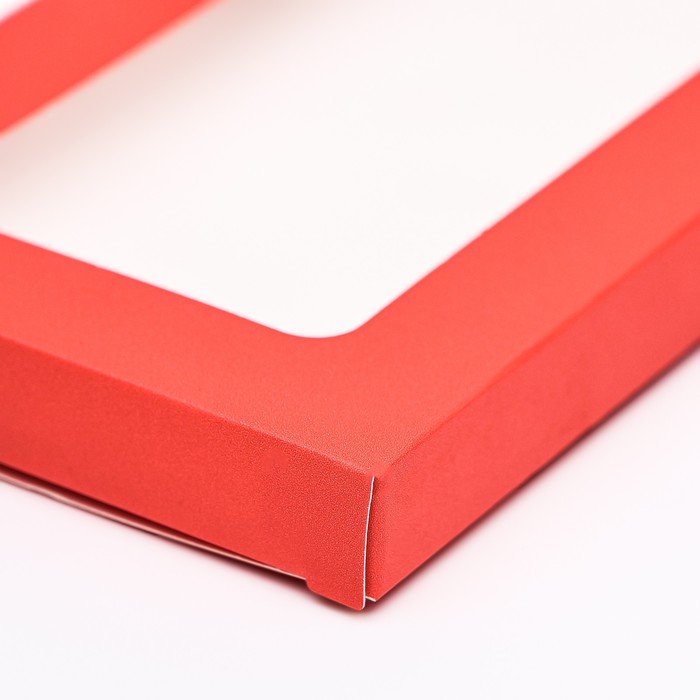 Подарочная коробка под плитку шоколада, с окном, красный , 17 х 8 х 1,4 см