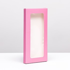 Подарочная коробка под плитку шоколада, с окном, розовая, 17 х 8 х 1,4 см