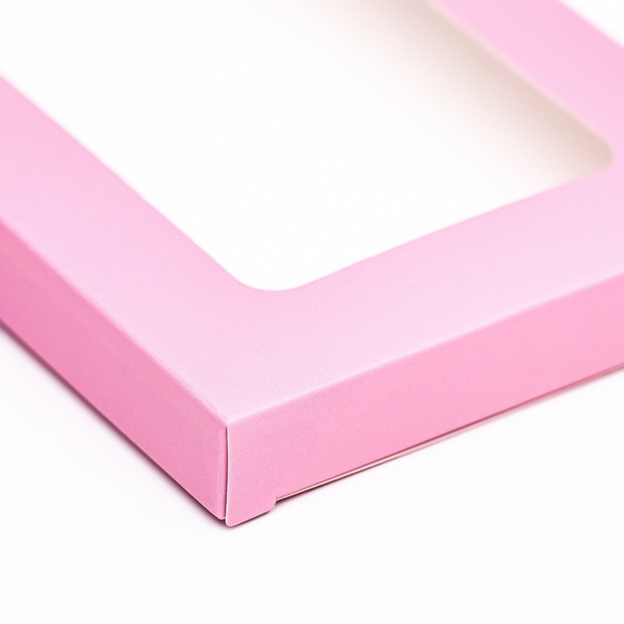 Подарочная коробка под плитку шоколада, с окном, розовая, 17 х 8 х 1,4 см