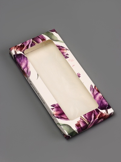 Подарочная коробка под плитку шоколада, с окном «Акварель тюльпаны», 17×8×1.4 см