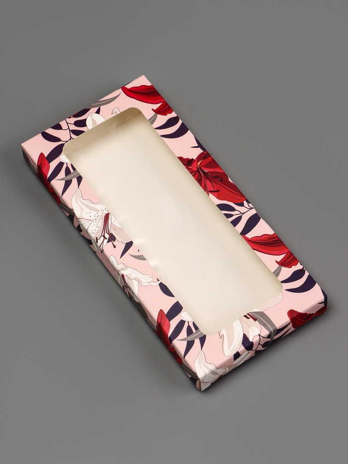 Подарочная коробка под плитку шоколада, с окном « Лилии», 17×8×1.4 см - Фото 1