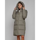 Пальто утепленное зимнее женское, размер 42, цвет хаки - Фото 8