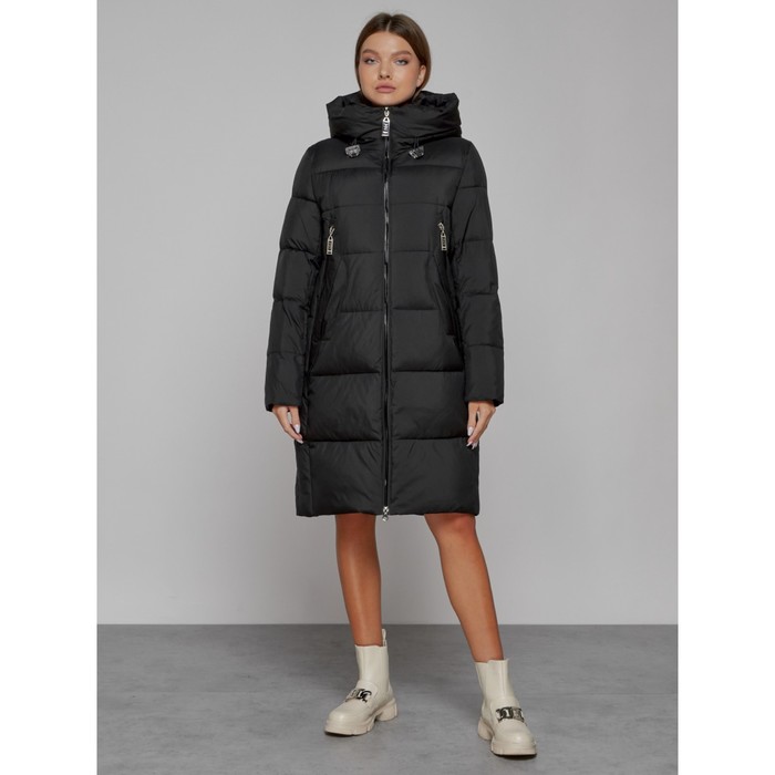 Пальто утепленное зимнее женское, размер 44, цвет чёрный - Фото 1