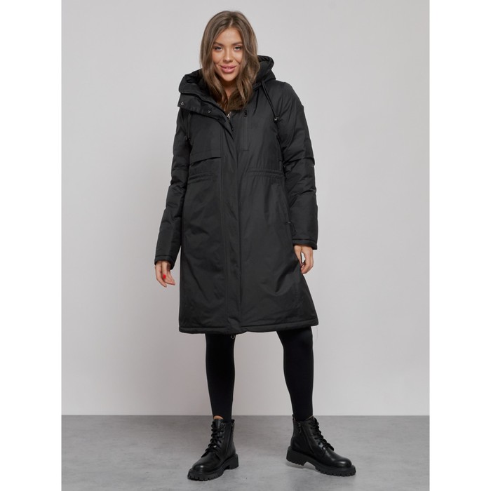 Пальто утепленное зимнее женское, размер 48, цвет чёрный - Фото 1