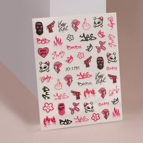 Наклейки для ногтей «BABY» цвет чёрный/розовый