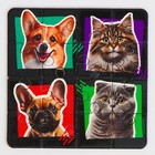 Металлическая головоломка с пазлами и наклейками "Котики, собачки", МИКС - фото 11092985