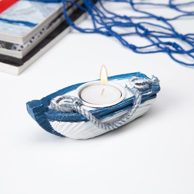 Деревянный подсвечник на 1 свечу «Лодка», 13×6×6 см