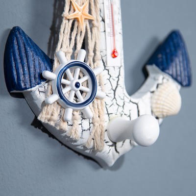 Декор настенный, панно «Якорь», с термометром, 22×12 см