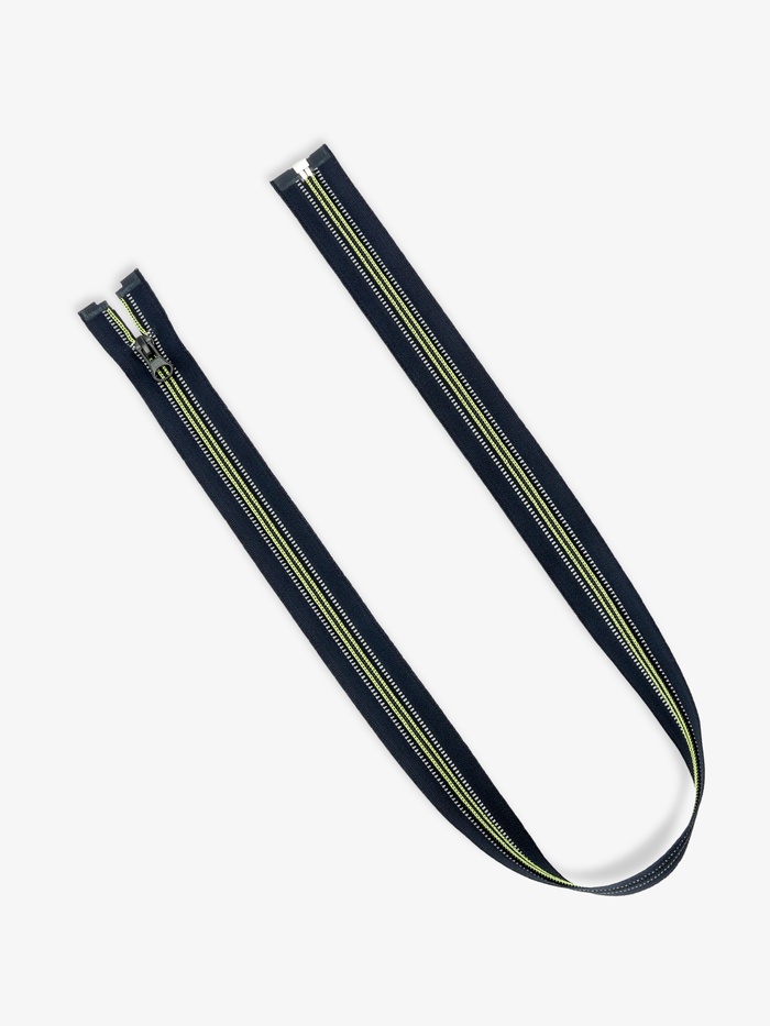 Молния «Спираль», №5, разъёмная, светоотражающая, замок автомат, 80 см, чёрная, зелёная