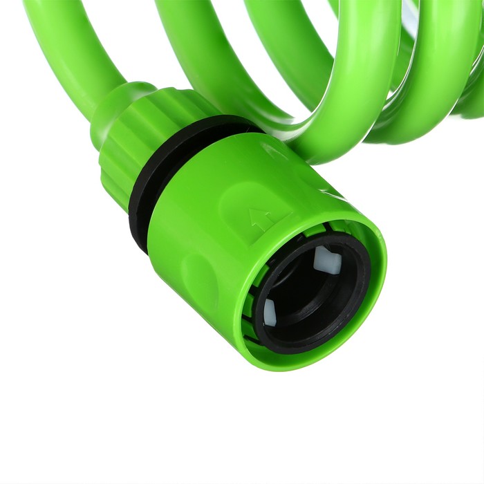 Шланг спиральный, L = 7,5 м, насадка, коннектор 2 шт., штуцер d = 1/2" (12 мм) – 3/4" (19 мм), зелёный