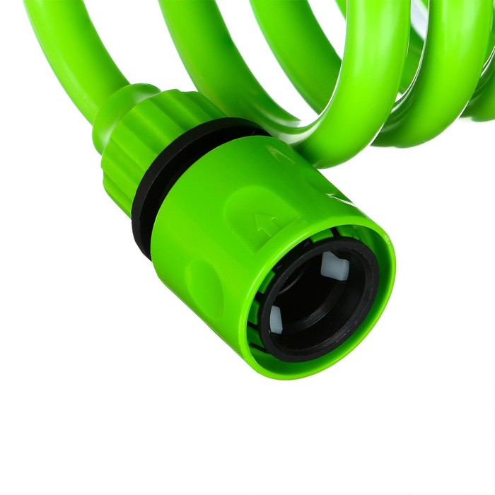 Шланг спиральный, L = 10 м, распылитель 5 режимов, коннектор 2 шт., штуцер d = 1/2" (12 мм) – 3/4" (19 мм), зелёный