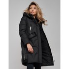 Пальто утепленное зимнее женское, размер 52, цвет чёрный - Фото 17