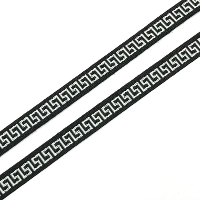 Тесьма «Греческий узор», размер 1 см, цвет чёрный, белый - Фото 1