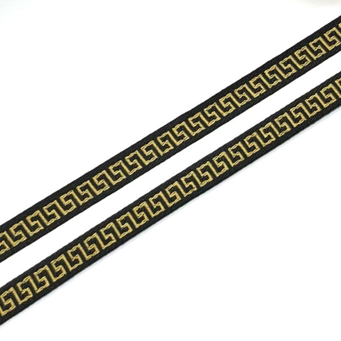 Тесьма «Греческий узор», размер 1 см, цвет чёрный, золото