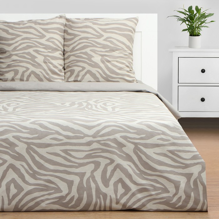 Постельное бельё Этель евро Beige zebra, 200х217 см, 220х240 см, 70х70 см -2 шт, бязь 125 г/м2