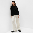 Футболка с дл. рукавом (лонгслив) с открытыми плечами р. 42 черный - фото 806877917