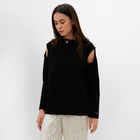 Футболка с дл. рукавом (лонгслив) с открытыми плечами р. 46 черный - фото 806877929