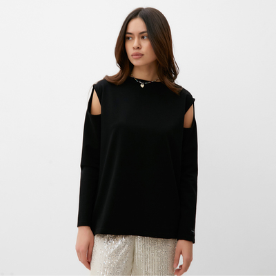 Лонгслив женский с открытыми плечами MIST, размер 48, чёрный