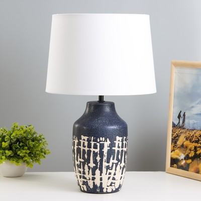 Настольная лампа «Асфея» Е27 40 Вт бело -синий 28×28×45.5 см RISALUX