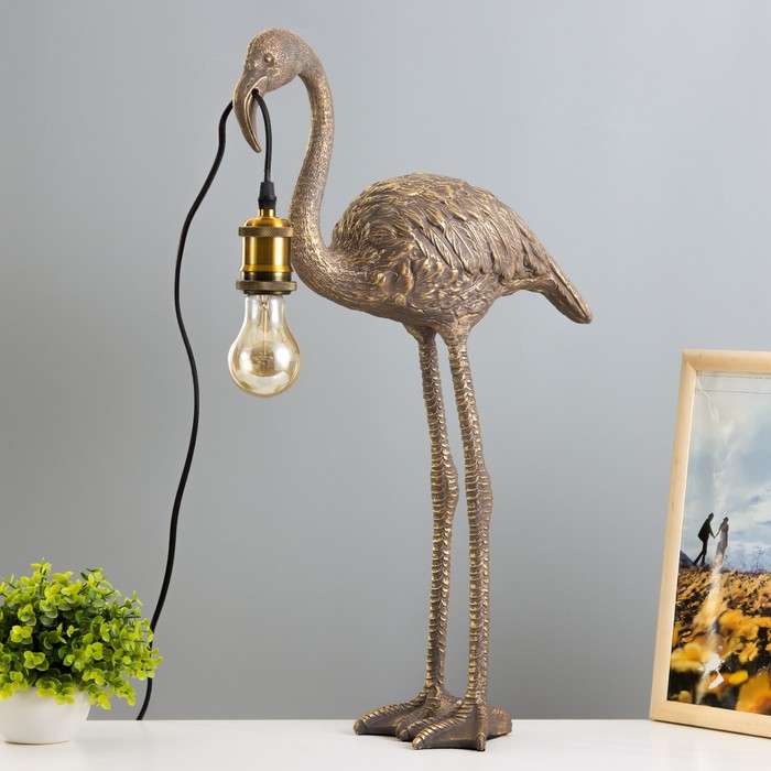 Настольная лампа "Фламинго" Е27 40Вт золото 41,5х41,5х66,5 см RISALUX - фото 1909435923