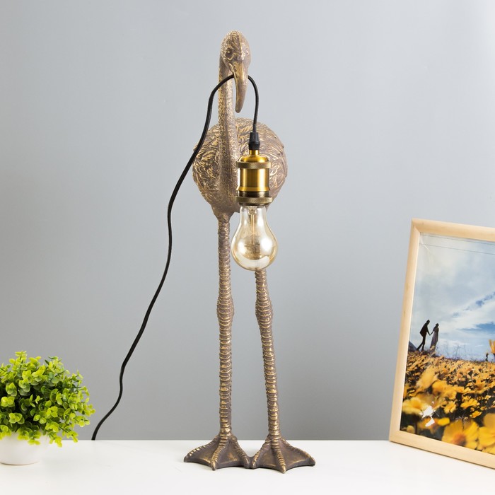 Настольная лампа "Фламинго" Е27 40Вт золото 41,5х41,5х66,5 см RISALUX - фото 1909435925