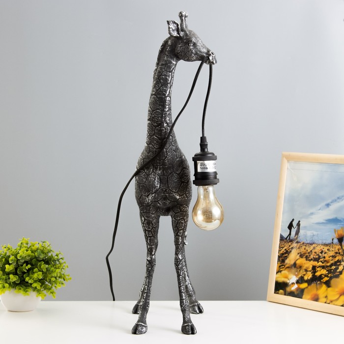 Настольная лампа "Жираф" Е27 40Вт чёрный с серебряной патиной 39,5х24х67 см RISALUX - фото 1909435934