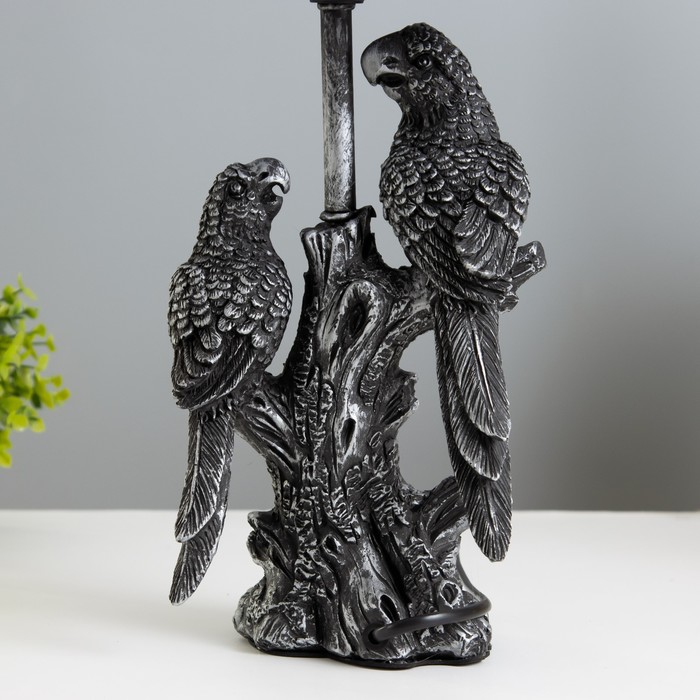 Настольная лампа "Попугаи" Е27 40Вт чёрный с серебряной патиной 22х22х43 см RISALUX - фото 1909435971