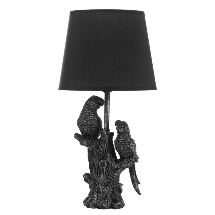 Настольная лампа "Попугаи" Е27 40Вт чёрный с серебряной патиной 22х22х43 см RISALUX - фото 1909435973