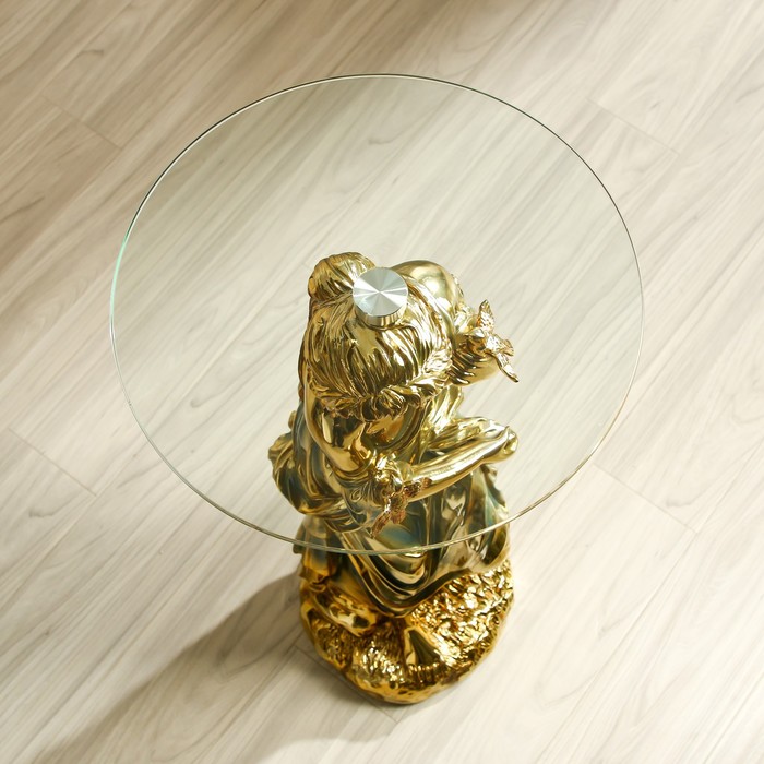 Стол декоративный "Девушка с птицами" золото 38х38х80 см