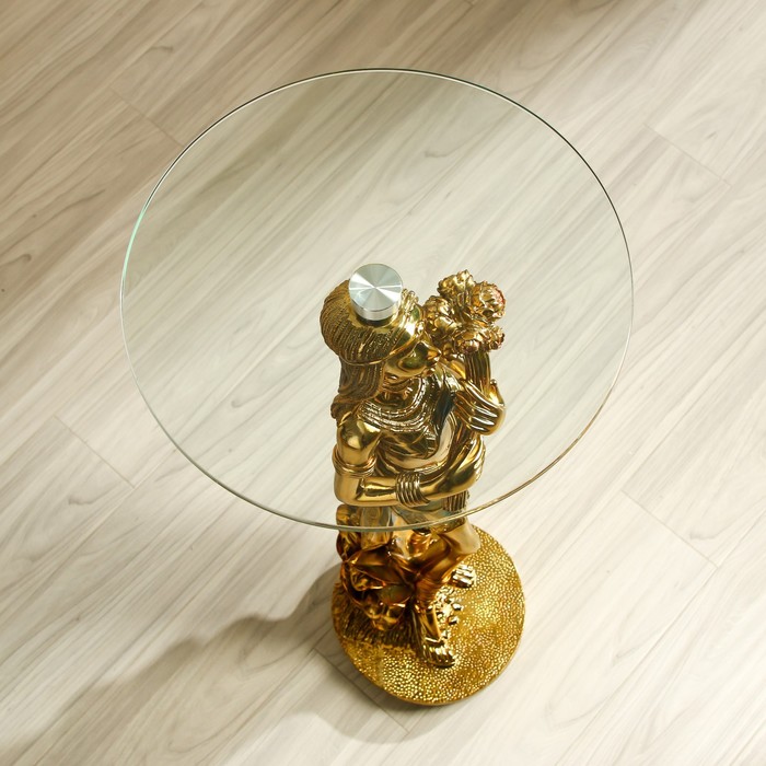 Стол декоративный "Африканская красавица с букетом" золото 38х38х85 см