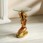 Столик журнальный декоративный «Африканка с ребёнком на спине», под золото, 42×42×64 см - Фото 2