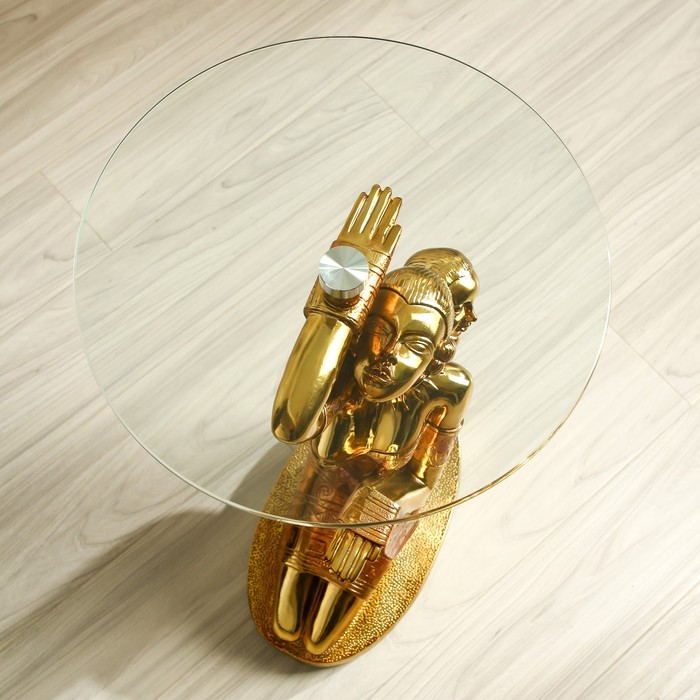 Стол декоративный "Африканка с ребёнком на спине" золото 42х42х64 см