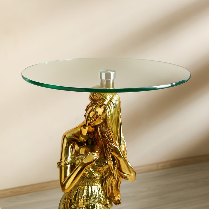 Стол декоративный "Девушка с распущенными волосами" золото 38х38х85 см
