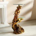 Столик журнальный декоративный «Дельфин и русалка», под золото, 48×48×104 см - Фото 2