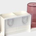 Держатель для зубных щеток настенный, с 2 стаканами на липучках, 31×9×14 см, белый - Фото 5