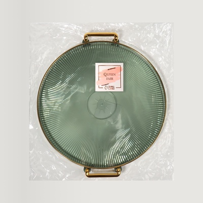 Подставка для хранения GREEN, d=27×3.4 см, цвет зелёный, золотистый